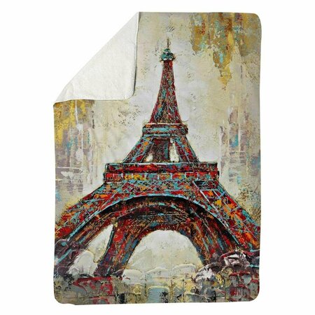 BEGIN HOME DECOR 60 x 80 in. Abstract Eiffel Tower-Sherpa Fleece Blanket 5545-6080-CI47
